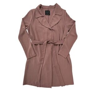 Active USA Womens Small Pink Belted Trench Coat Jacket Lightweight Career (244)